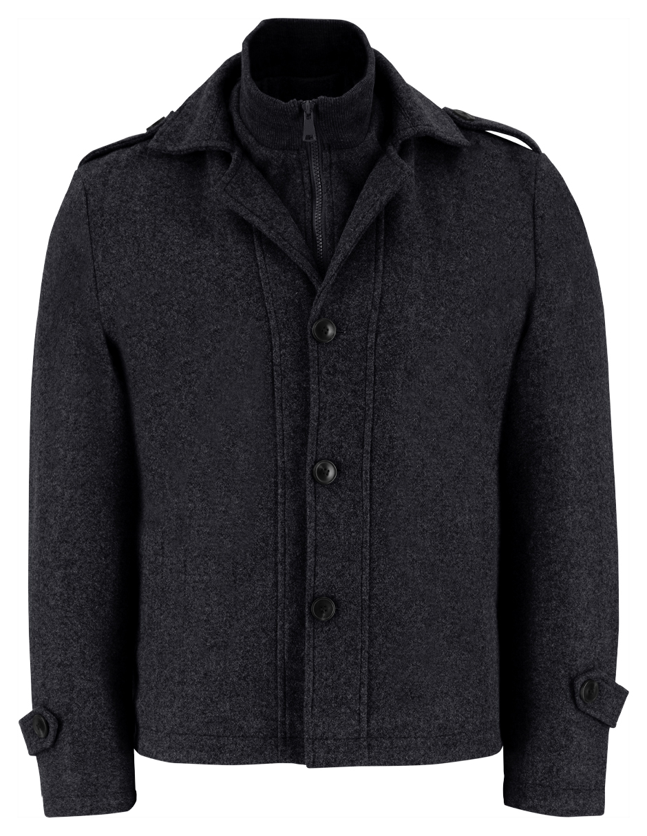Foto 4 | Abrigo Caballero Simulación Doble Cuello Invierno Gris Oxford Roosevelt
