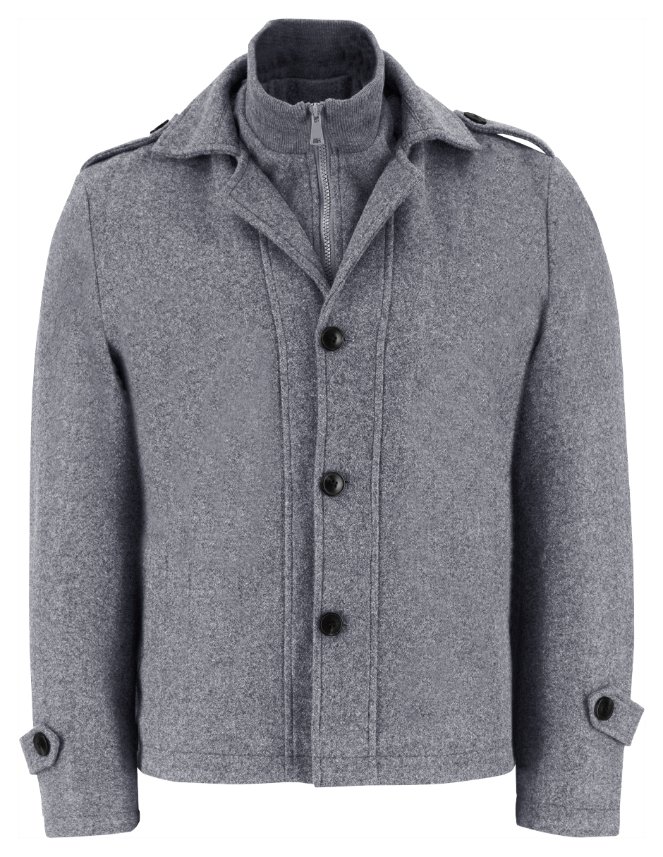 Foto 4 | Abrigo Caballero Simulación Doble Cuello Invierno Gris Jaspe Roosevelt