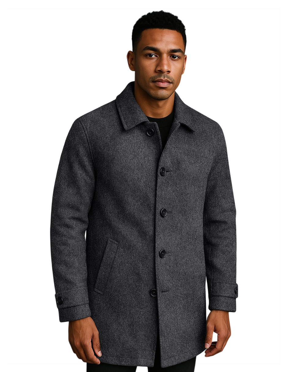 Foto 1 | Abrigo Largo Hombre Gamuza Premium Gris Obscuro Roosevelt