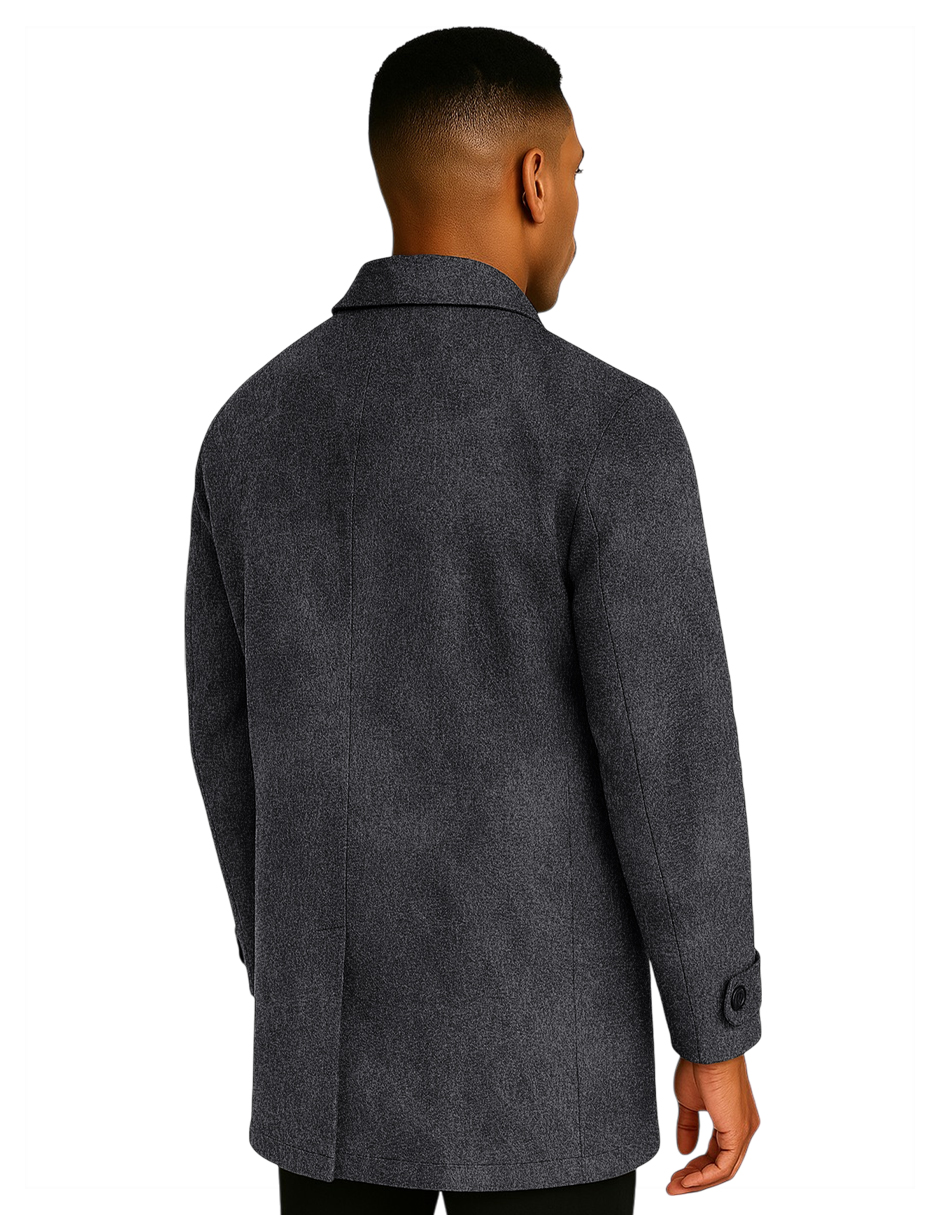 Foto 3 | Abrigo Largo Hombre Gamuza Premium Gris Obscuro Roosevelt