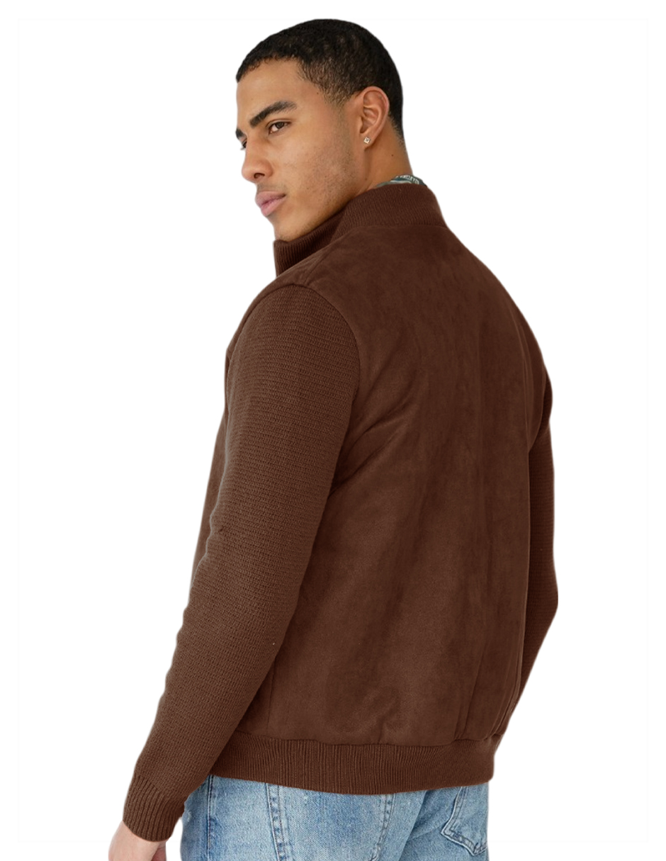 Foto 4 pulgar | Chamarra Caballero Mangas Y Cuello Elástico Casual Premium Chocolate Roosevelt