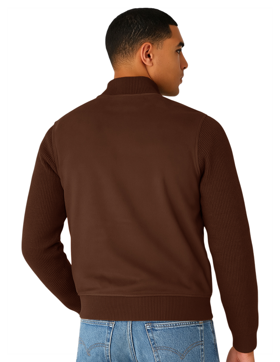 Foto 5 pulgar | Chamarra Caballero Mangas Y Cuello Elástico Casual Premium Chocolate Roosevelt