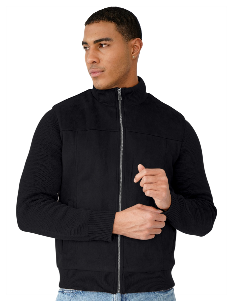 Foto 2 pulgar | Chamarra Caballero Mangas Y Cuello Elástico Casual Premium Negro Roosevelt