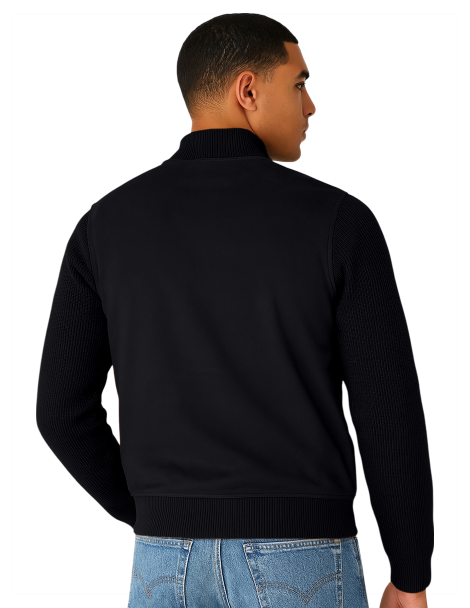 Foto 5 pulgar | Chamarra Caballero Mangas Y Cuello Elástico Casual Premium Negro Roosevelt