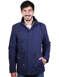 Foto 1 | Chamarra Hombre Cazadora Tipo Gabardina Gorro Azul Marino Roosevelt A177