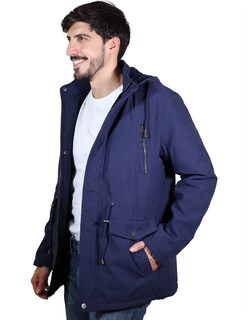 Foto 3 | Chamarra Hombre Cazadora Tipo Gabardina Gorro Azul Marino Roosevelt A177