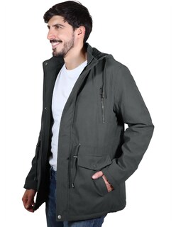 Foto 3 | Chamarra Hombre Cazadora Tipo Gabardina Gorro Verde Obscuro Roosevelt A177