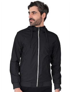 Foto 2 | Chamarra Boomber Casual Hombre Con Capucha Premium Negro Roosevelt C366