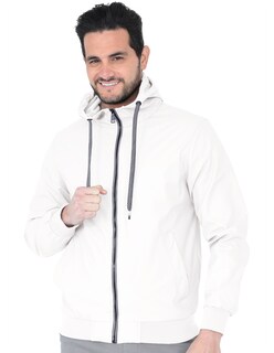 Foto 1 | Chamarra Hombre Casual Premium Lisa Con Gorro Blanco Roosevelt C374