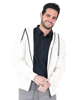 Foto 2 | Chamarra Hombre Casual Premium Lisa Con Gorro Blanco Roosevelt C374