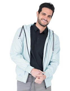 Foto 2 | Chamarra Hombre Casual Premium Lisa Con Gorro Azul Cielo Roosevelt C374