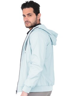 Foto 3 | Chamarra Hombre Casual Premium Lisa Con Gorro Azul Cielo Roosevelt C374