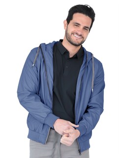 Foto 2 | Chamarra Hombre Casual Premium Lisa Con Gorro Azul Eléctrico Roosevelt C374
