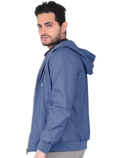 Foto 3 | Chamarra Hombre Casual Premium Lisa Con Gorro Azul Eléctrico Roosevelt C374
