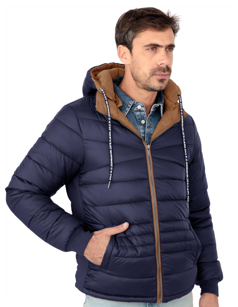 Foto 4 pulgar | Chamarra Reversible Caballero Capitonada Gorro Desmontable