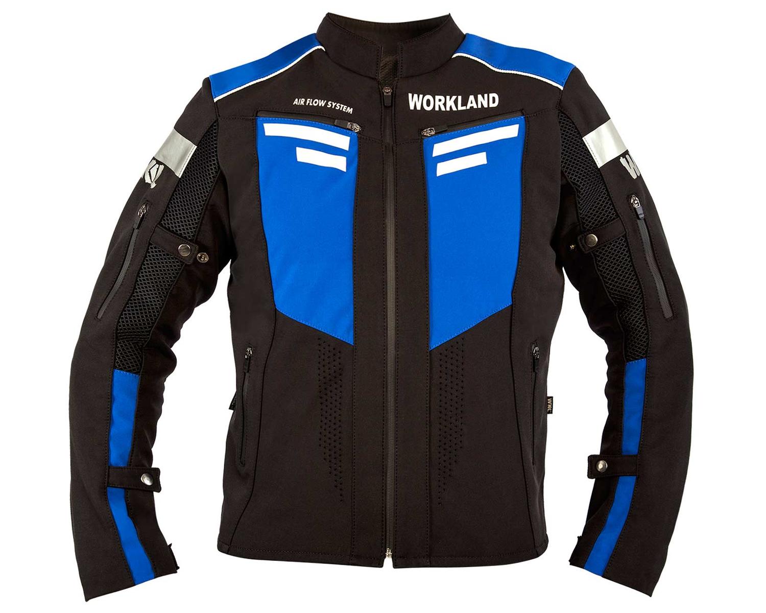 Chamarra Motociclista Impermeable para Hombre Protectores Wkl 1985 color Negro con Azul