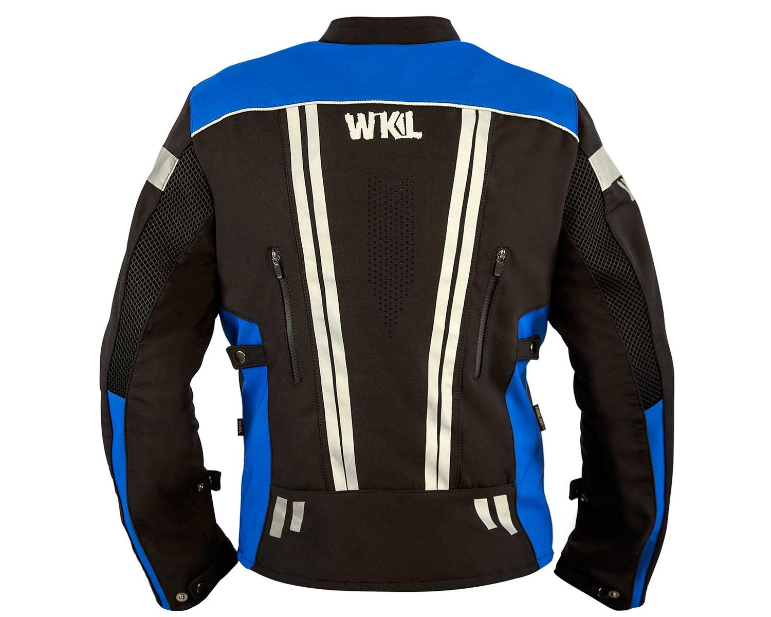 Foto 3 pulgar | Chamarra Motociclista Impermeable para Hombre Protectores Wkl 1985 color Negro con Azul