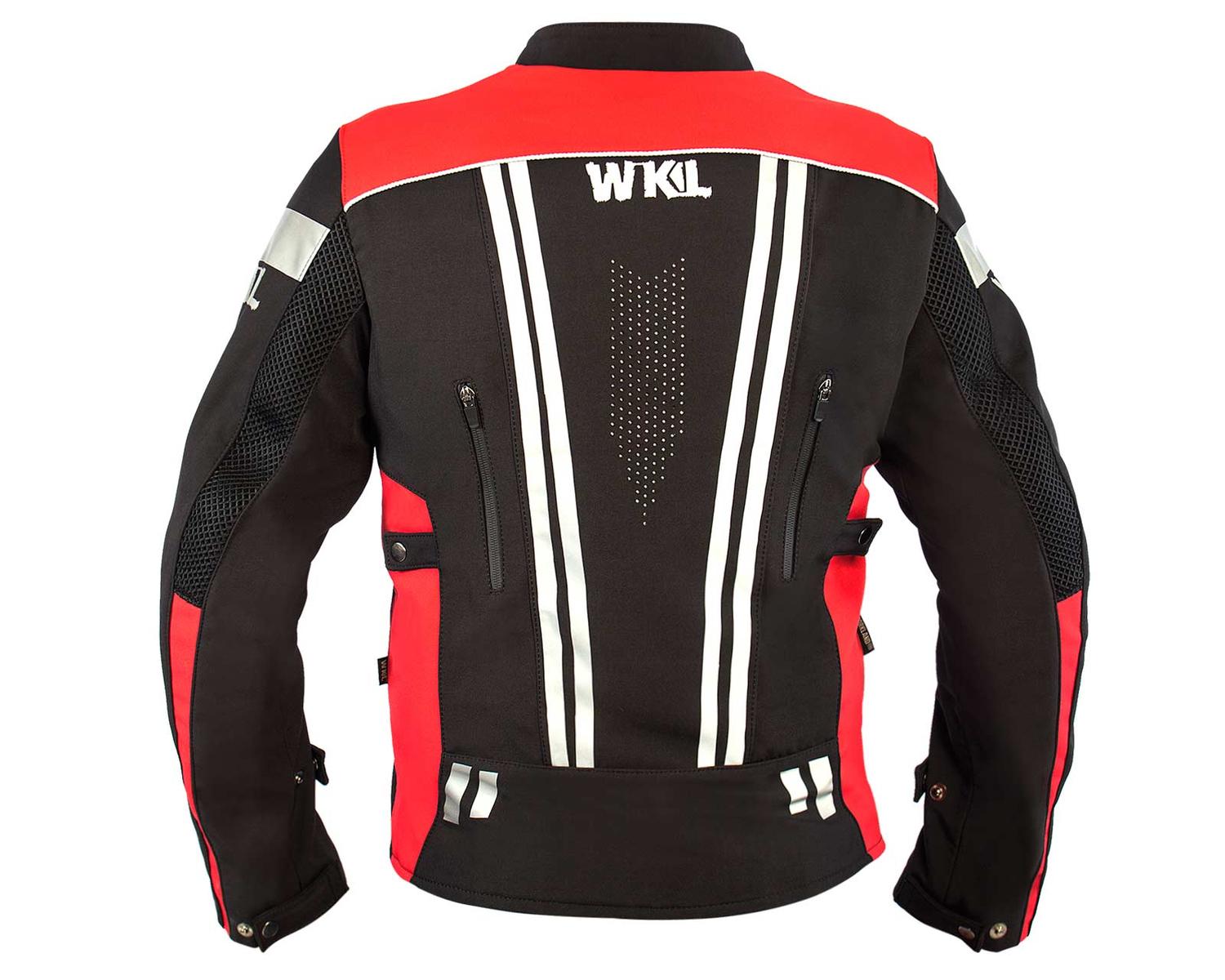 Foto 2 | Chamarra Motociclista Impermeable Hombre Protectores Wkl 1985 color Negro/ Rojo