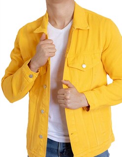 Foto 3 | Chamarra Indicum Denim Amarello Slim Fit color Amarillo para Hombre