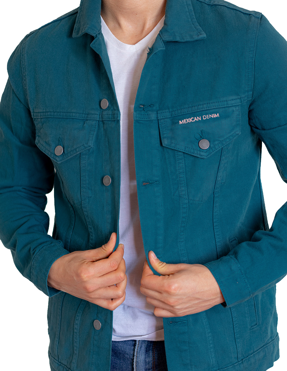 Foto 4 pulgar | Chamarra Indicum Denim Aqua Slim Fit color Aqua para Hombre