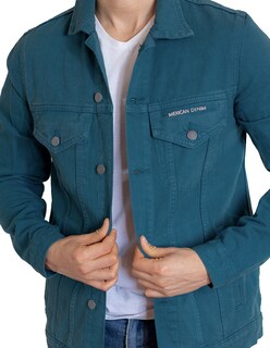 Foto 3 | Chamarra Indicum Denim Aqua Slim Fit color Aqua para Hombre