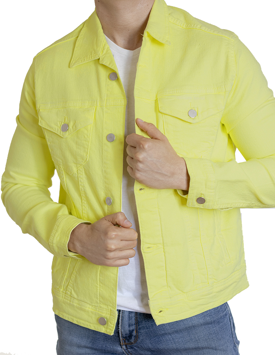 Foto 4 pulgar | Chamarra Indicum Denim High Slim Fit color Amarillo Fosforescente para Hombre