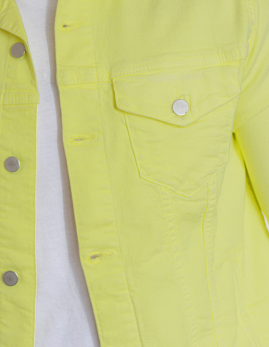 Foto 4 | Chamarra Indicum Denim High Slim Fit color Amarillo Fosforescente para Hombre