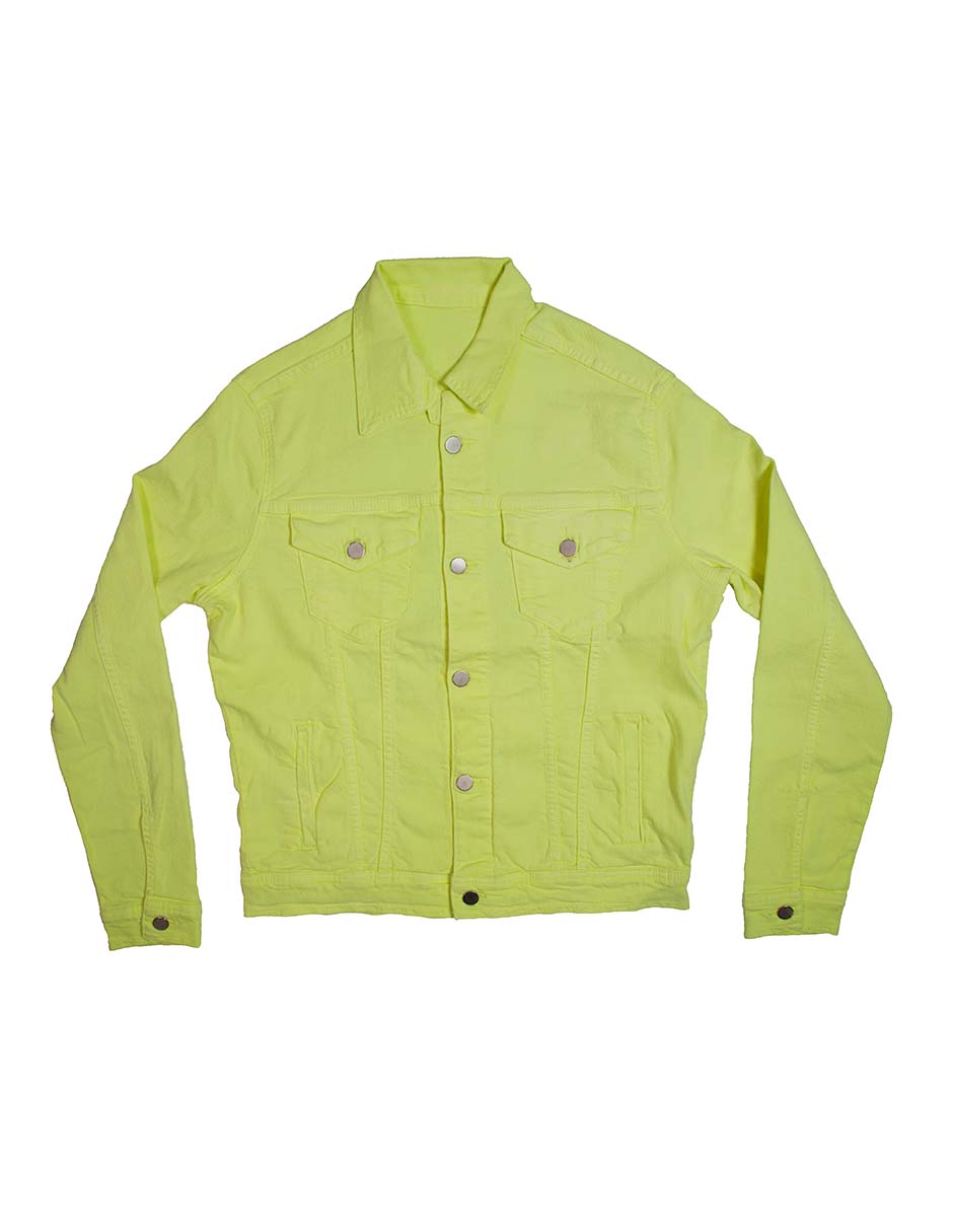 Foto 6 pulgar | Chamarra Indicum Denim High Slim Fit color Amarillo Fosforescente para Hombre