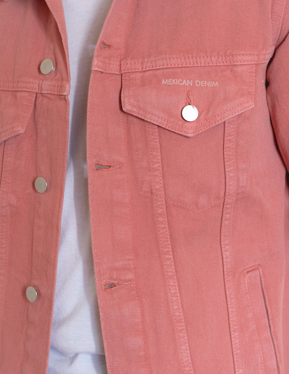 Foto 4 | Chamarra De Mezclilla Indicum Pink Slim Fit Color Rosa