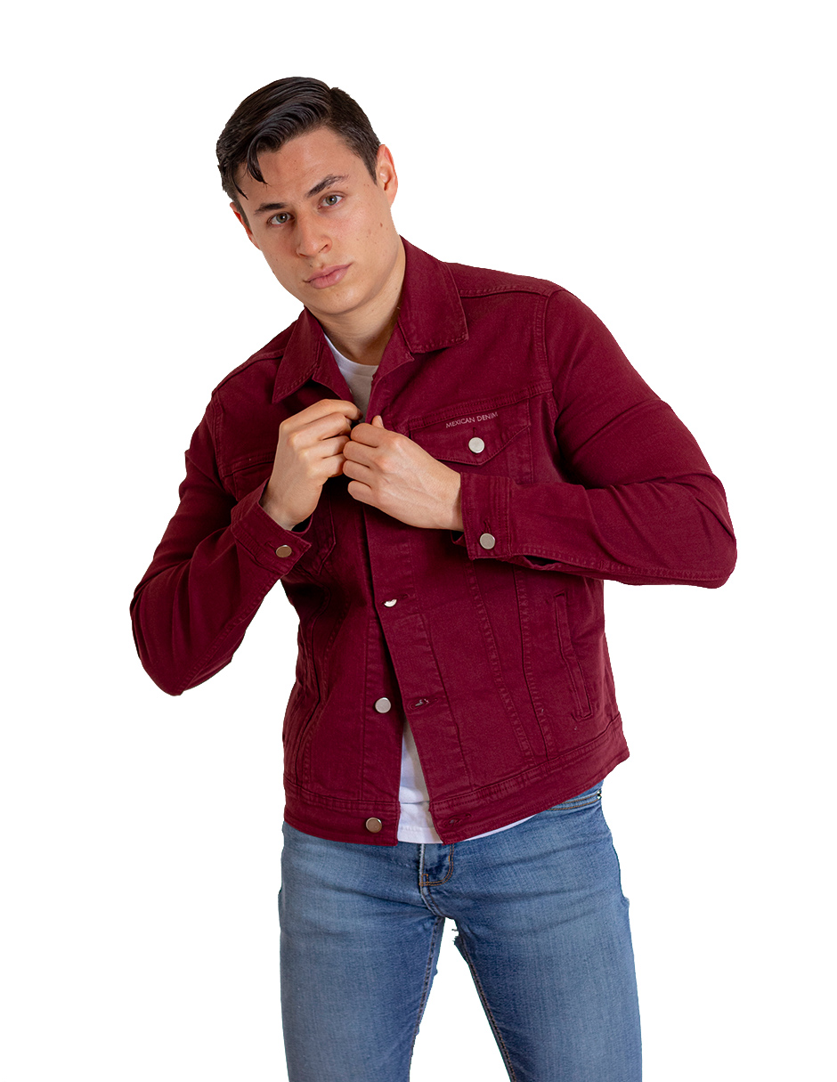 Chamarra De Mezclilla Indicum Wine Slim Fit Color Vino