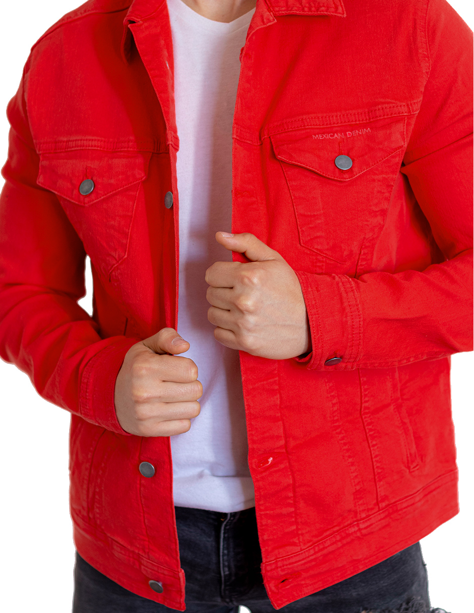 Foto 3 | Chamarra De Mezclilla Indicum Rosso Slim Fit Color Rojo