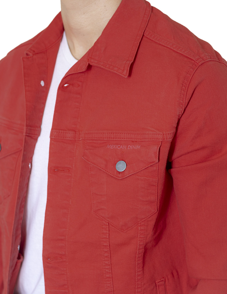 Foto 5 | Chamarra De Mezclilla Indicum Rosso Slim Fit Color Rojo