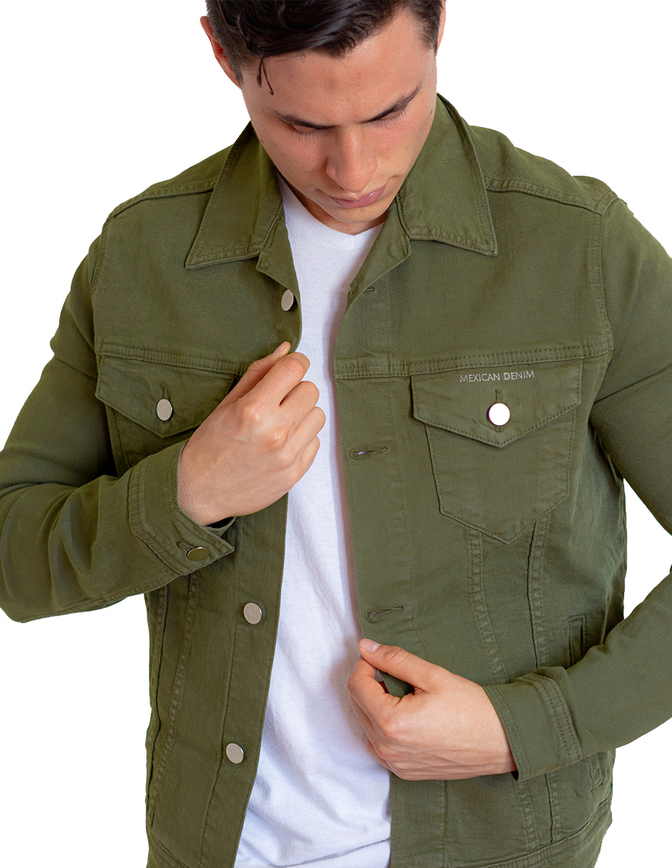 Foto 3 | Chamarra Indicum Denim Green Slim Fit color Verde para Hombre