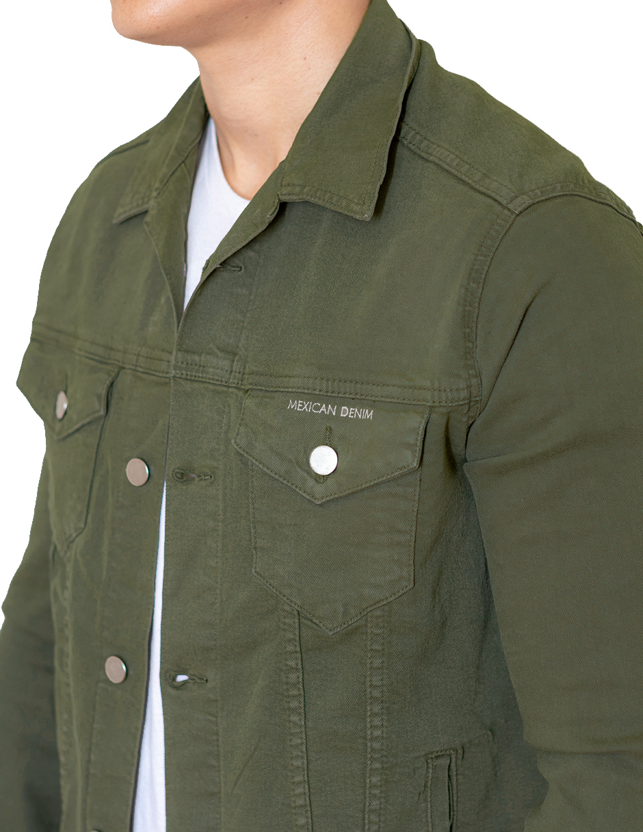 Foto 4 | Chamarra Indicum Denim Green Slim Fit color Verde para Hombre