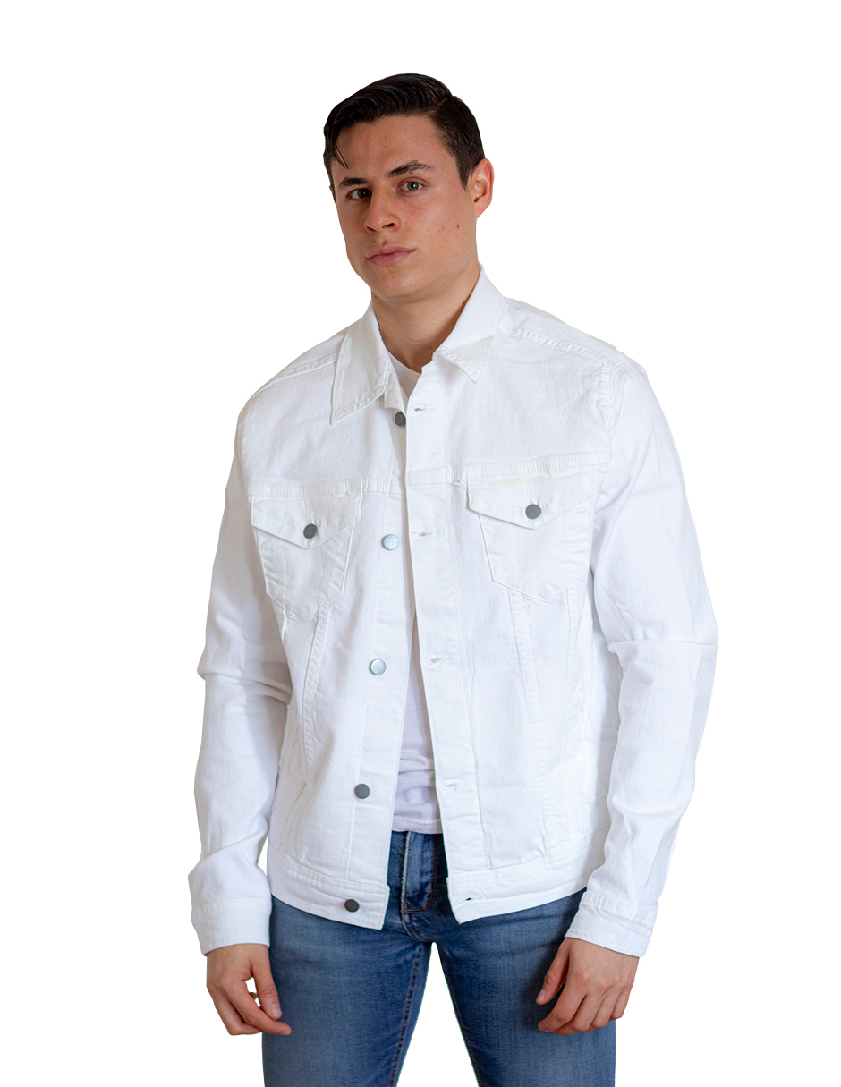 Chamarra Indicum Denim Pale Slim Fit color Blanco para Hombre