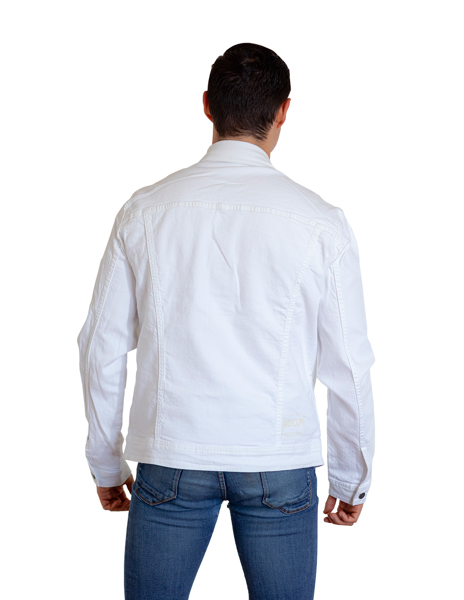 Foto 2 | Chamarra Indicum Denim Pale Slim Fit color Blanco para Hombre