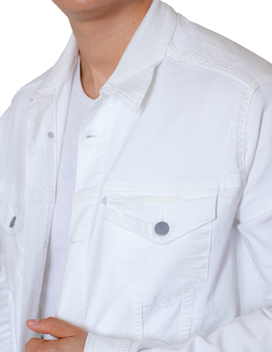 Foto 4 | Chamarra Indicum Denim Pale Slim Fit color Blanco para Hombre