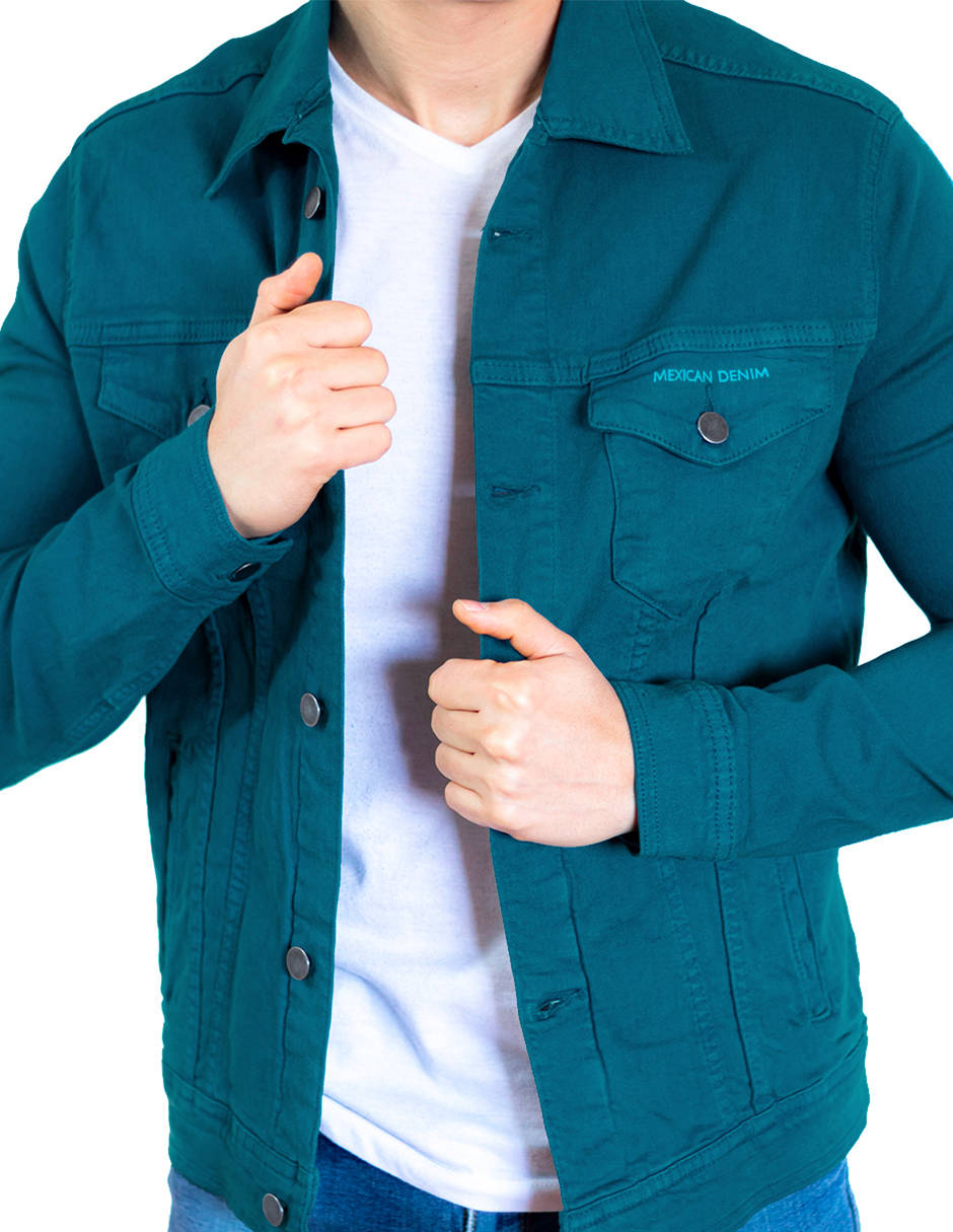 Foto 4 | Chamarra Indicum Denim color Verde para Hombre