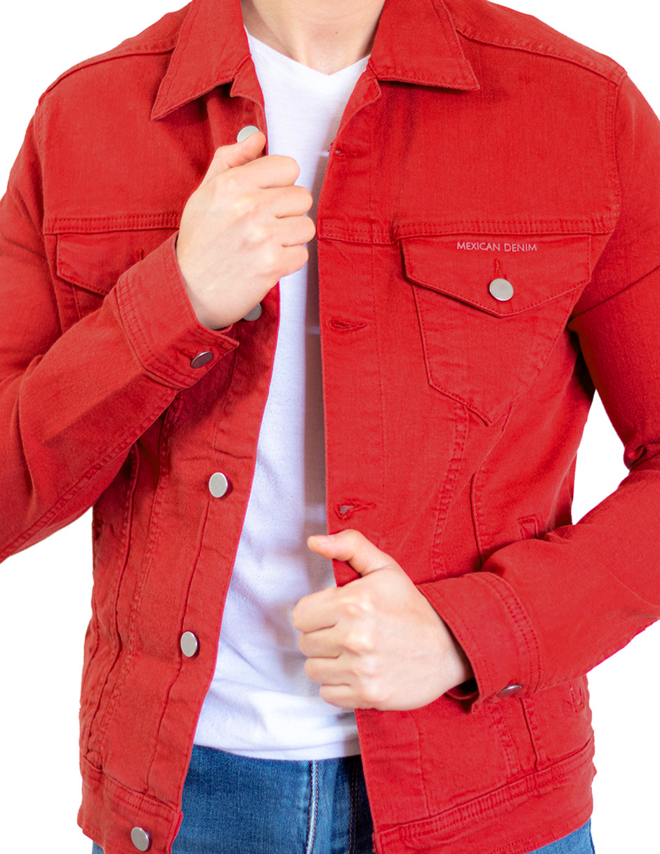 Foto 4 | Chamarra Indicum Denim color Rojo para Hombre