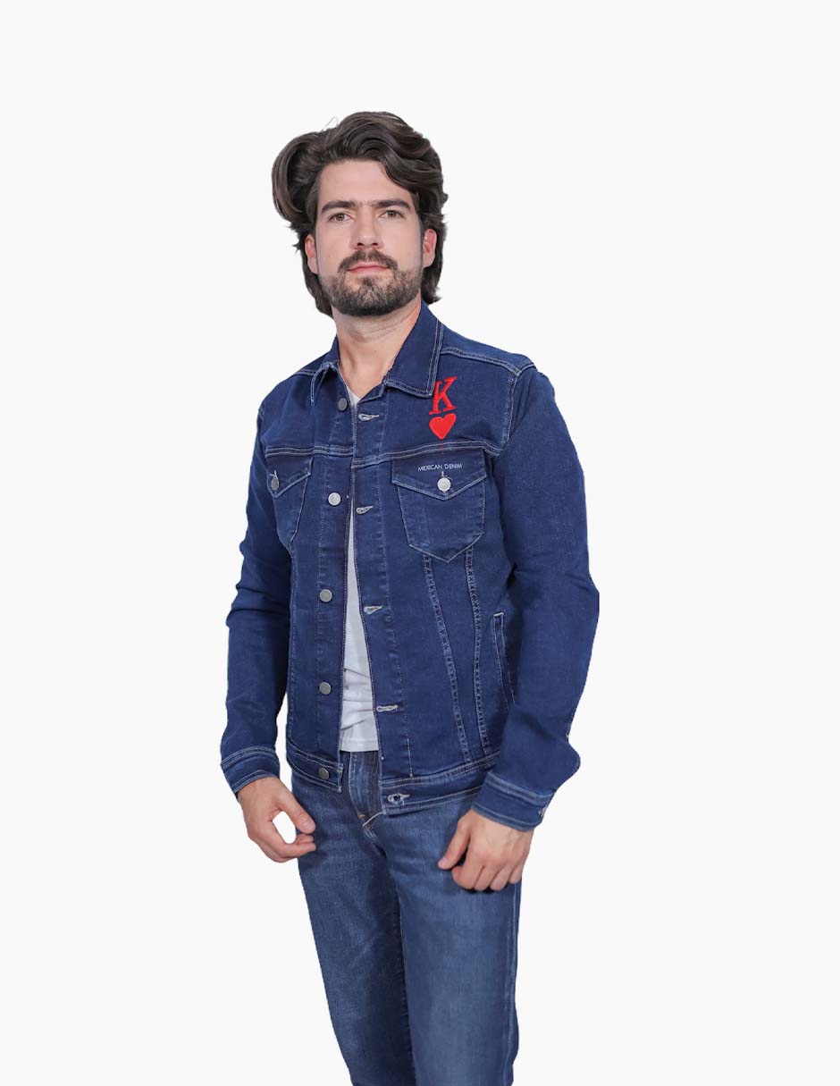 Chamarra de Mezclilla Indicum Denim King color Azul Slim Fit