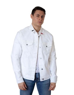 Foto 1 | Chamarra de Mezclilla Indicum Denim Under Pressure color Blanco Slim Fit