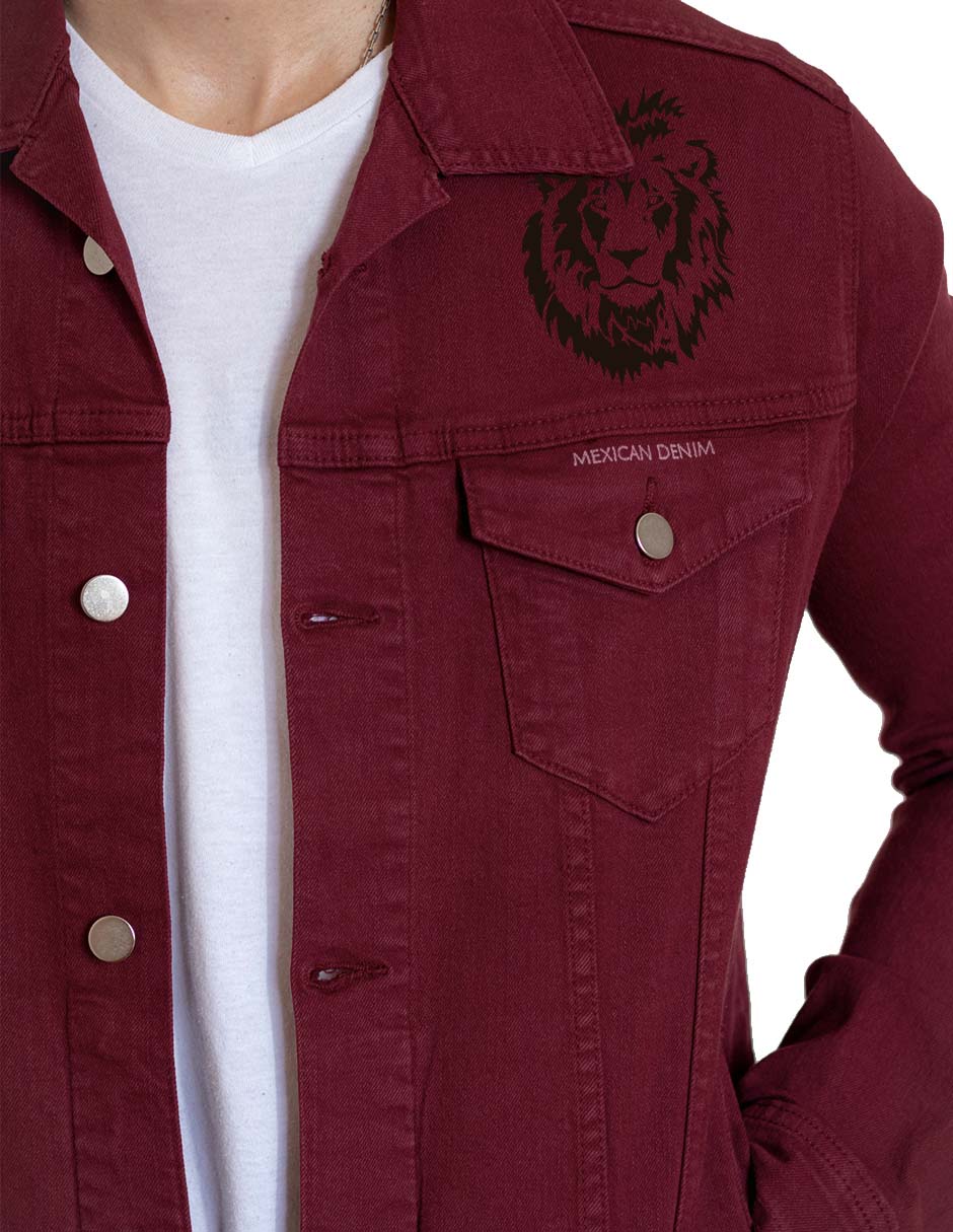 Foto 4 | Chamarra de Mezclilla Indicum Denim Leon color Vino Slim Fit