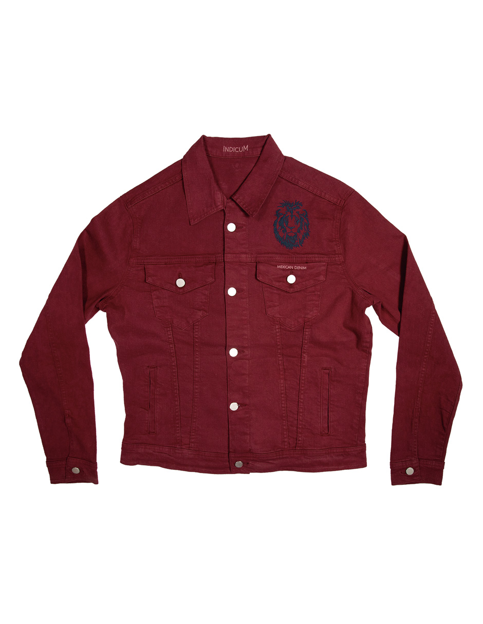 Foto 5 | Chamarra de Mezclilla Indicum Denim Leon color Vino Slim Fit