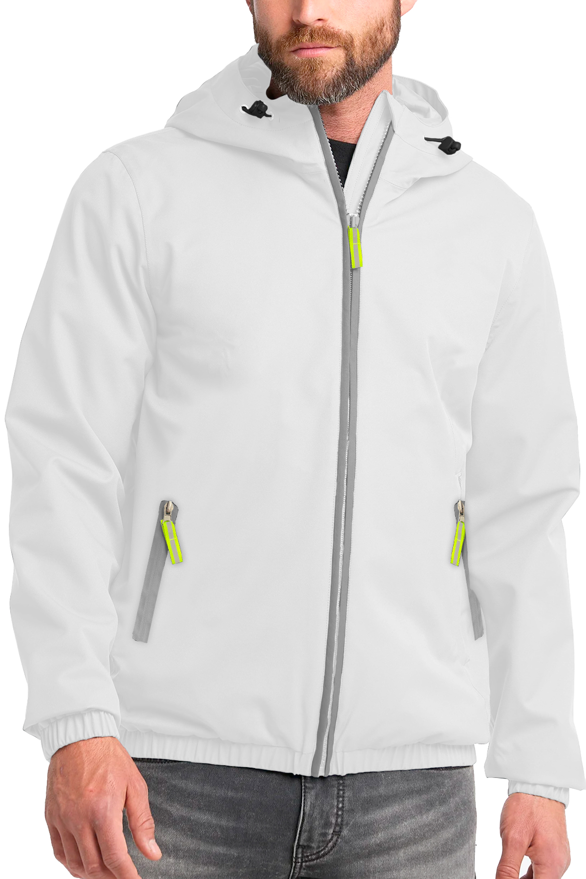 Chamarra Impermeable Shendy Vendy color Blanco para Hombre con Capucha