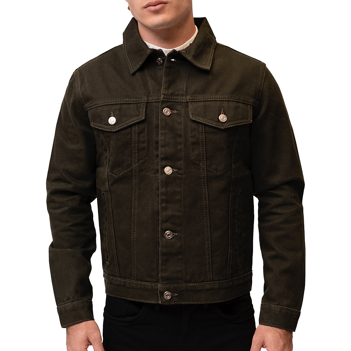 Foto 1 | Chamarra de Mezclilla Mchk Vaquera 8033 Verde Militar para Hombre