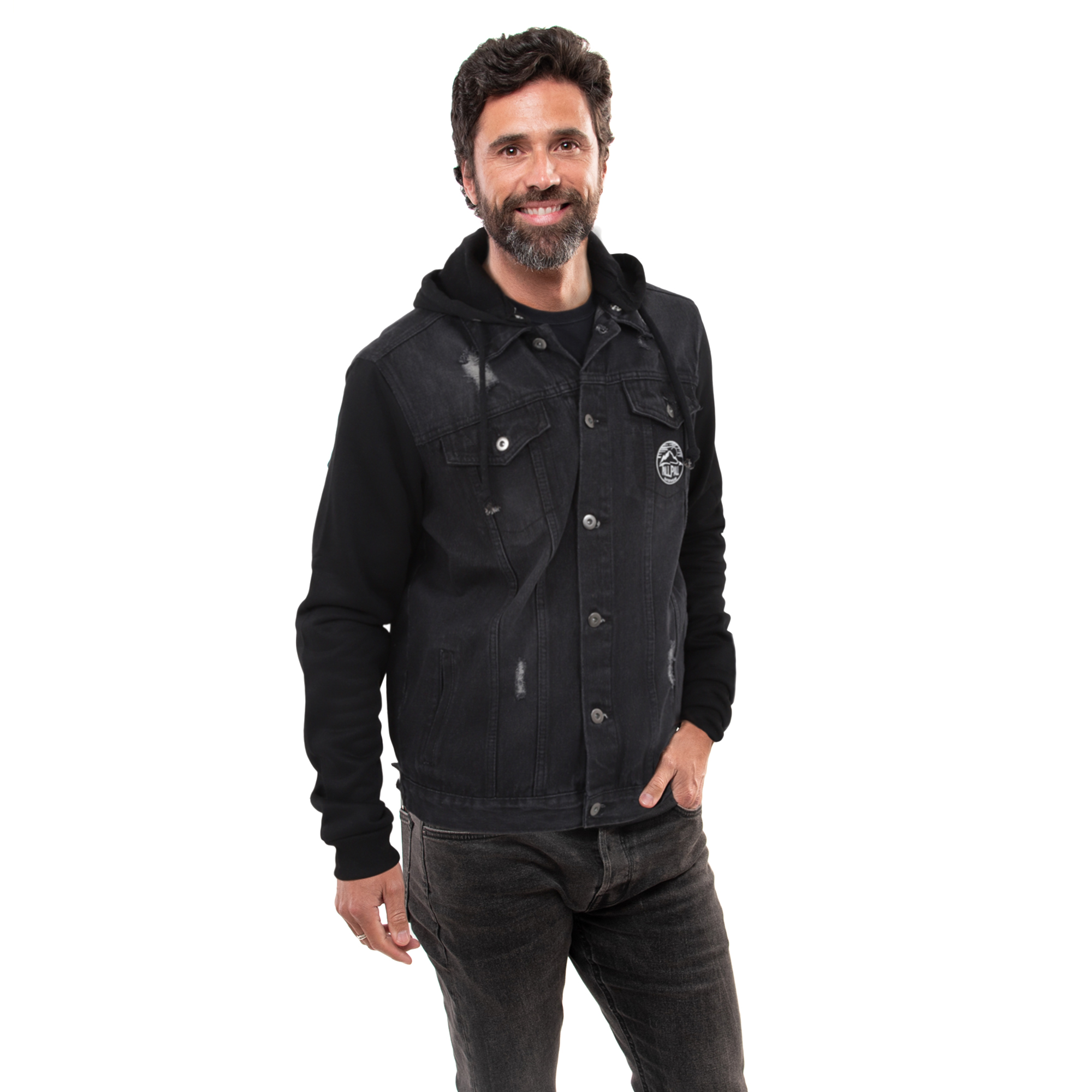 Foto 1 | Chamarra Pallpall Trucker Mezclilla Para Hombre Negra Talla M