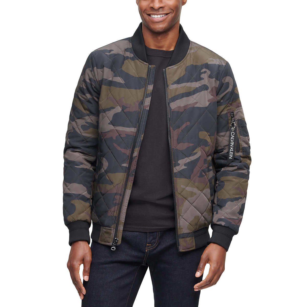 Foto 2 pulgar | Chamarra Calvin Klein Bomber Water Resistant Camo para Hombre