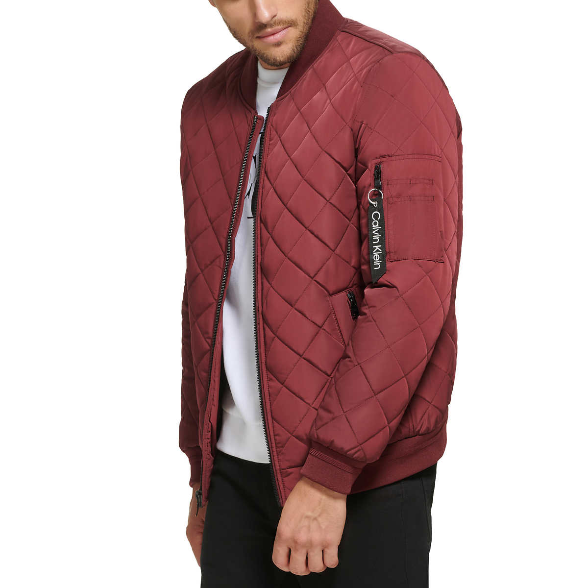 Foto 3 pulgar | Chamarra Calvin Klein Bomber Water Resistant Roja para Hombre