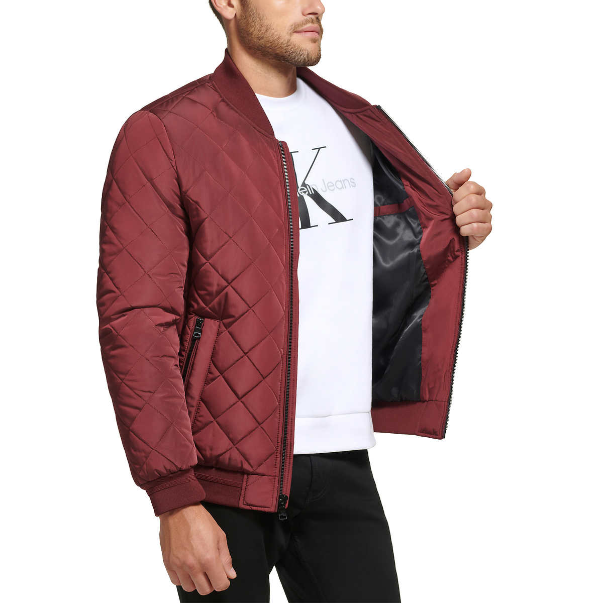 Foto 5 pulgar | Chamarra Calvin Klein Bomber Water Resistant Roja para Hombre