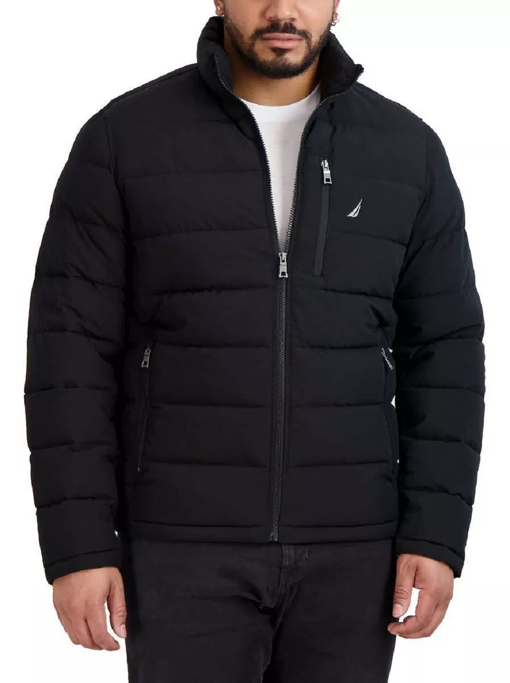 Foto 3 pulgar | Chamarra Náutica Puffer Acolchada Negro para Hombre